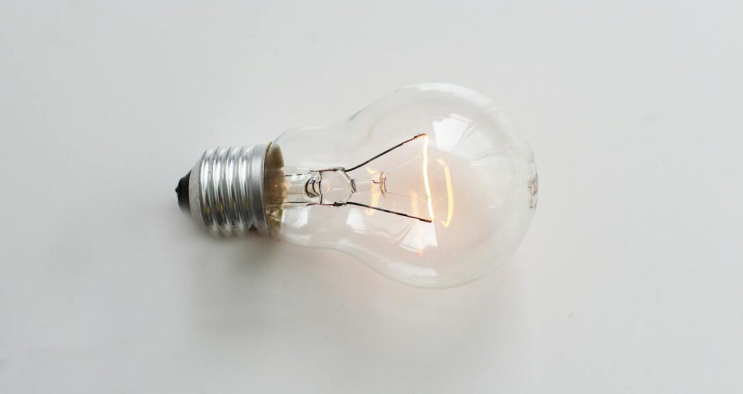 Light bulb lying on its side illustrates critical thinking