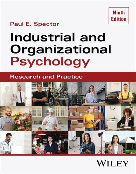 Cover for 9th edition of Industrial and Organizational Psychology. White background showing matrix of images of people working.
